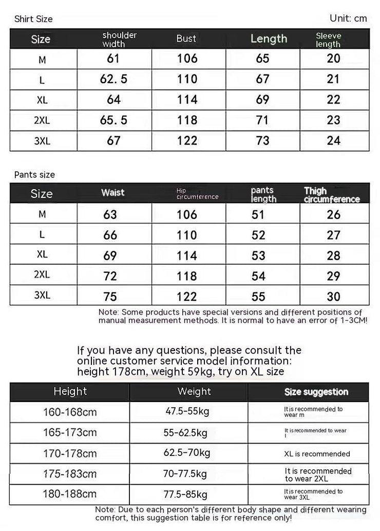 Youth Summer Suit Men's Loose Casual Shirt Short-sleeved Shorts