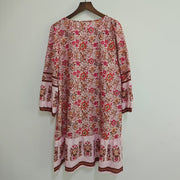 Women's Elegant V-Neck Fringe Bow Floral Print Dress Long Sleeve Comfortable Spring&Summer Dress