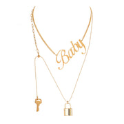 Niche Lock Key Metal Exaggerated Clavicle Chain