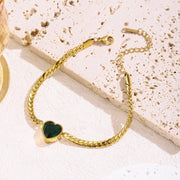 European And American Entry Lux Style Green Heart Zircon Bracelet For Women