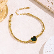 European And American Entry Lux Style Green Heart Zircon Bracelet For Women