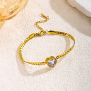 European And American Entry Lux Style Green Heart Zircon Bracelet For Women