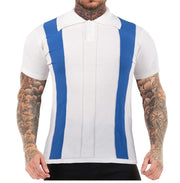 Men's White Striped Slim-fit Short-sleeved Sweater
