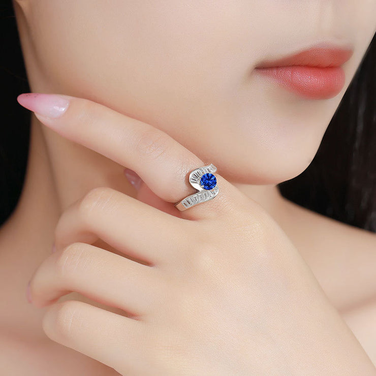 Personality Silver Inlaid Zircon Women's Ring Colorfast Zircon