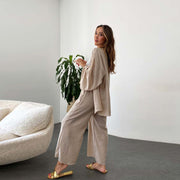 Top Pocket Wide Leg Pants Two-piece Set