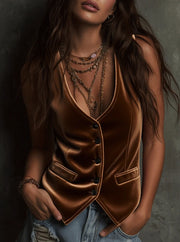 Fashionable New Women's Clothing Button Sexy Vest