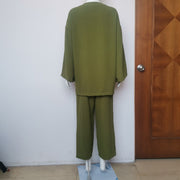 Top Pocket Wide Leg Pants Two-piece Set