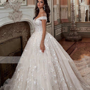 Off-shoulder French-style Bride Trailing Mori Style Simple Small Wedding Dress