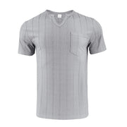 Men's Artificial Linen Bamboo Loose Casual Breathable V-neck Solid Color Short Sleeve