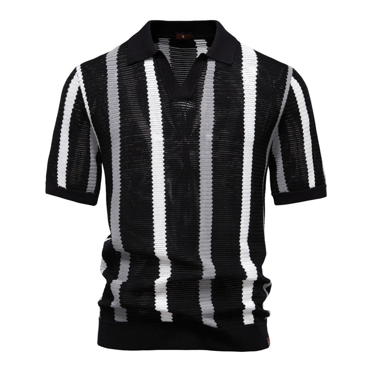 Breathable Hollow Men's Short-sleeved Polo Shirt Sweater