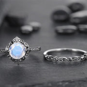 Fashion Women's Simple Moonstone Flower Ring