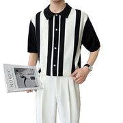 Men's Striped Color Blocking POLO Sweater