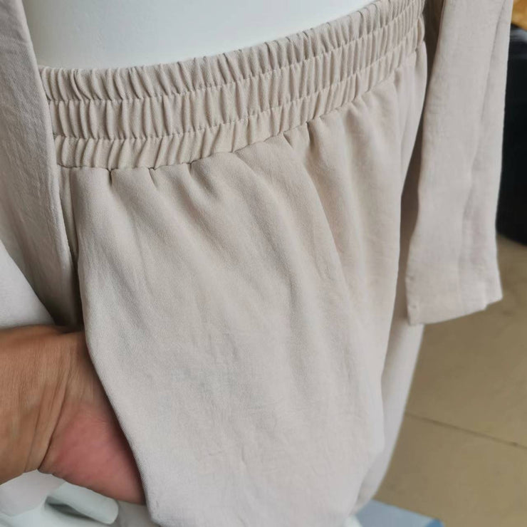 Top Pocket Wide Leg Pants Two-piece Set