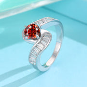 Personality Silver Inlaid Zircon Women's Ring Colorfast Zircon