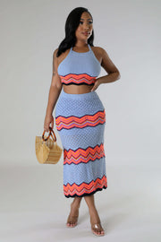 Women's Knitted Sports Casual Skirt Vest Sweater Long-sleeved Suit