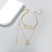 Niche Lock Key Metal Exaggerated Clavicle Chain