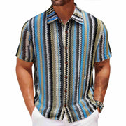 Summer New Men's Ethnic Style Striped Shirt