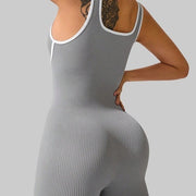 Elastic Contrast Color Yoga Jumpsuit Tight