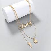 Niche Lock Key Metal Exaggerated Clavicle Chain